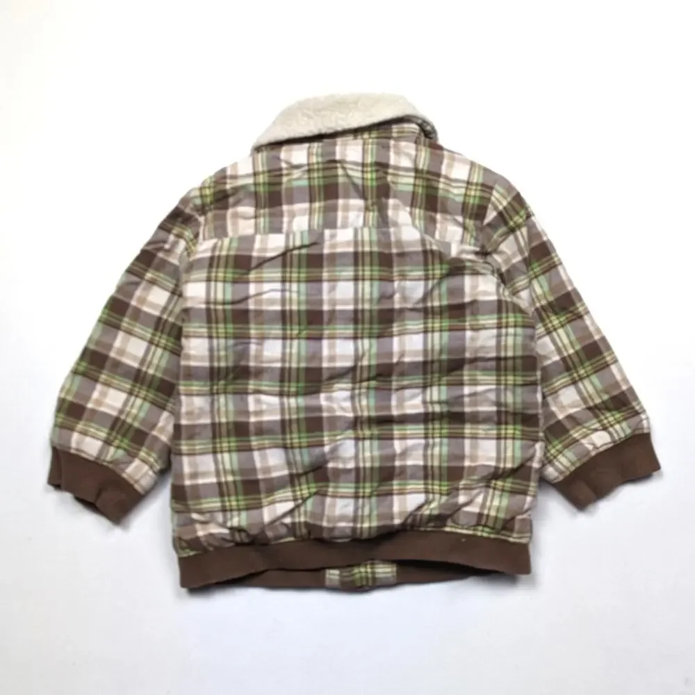 Janie and Jack Jacket Boys Size 12-18m Brown Plaid Sherpa